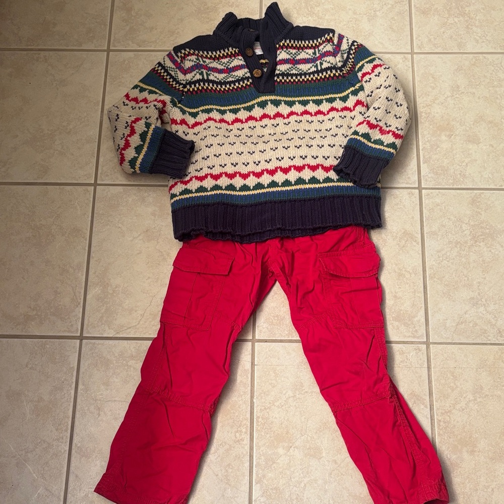 Hanna Andersson Multicolor Sweater and Gray Pants Set